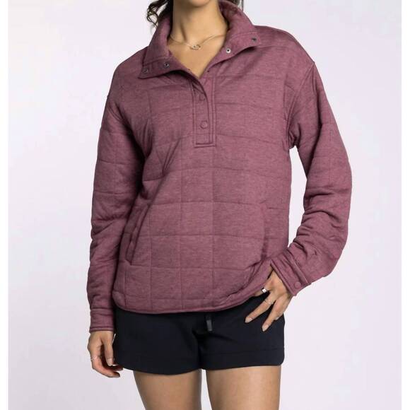 NEW THREAD & SUPPLY indiana quilted half-snap pullover in rose